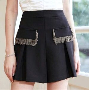 Black Fringe Pocket Women’s Shorts MOTF NEW